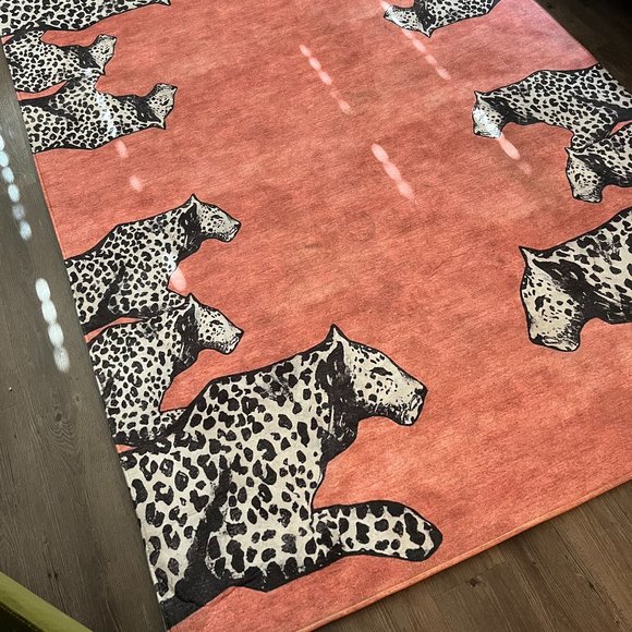 Pink cheetah area rug 5x7 cheetah print cheetahs jungle living room - Picture 1 of 6